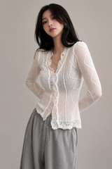 Romantic Sheer Cable Cardigan