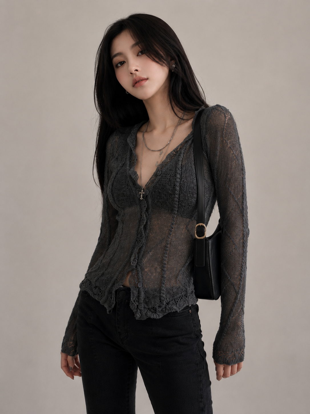 Romantic Sheer Cable Cardigan