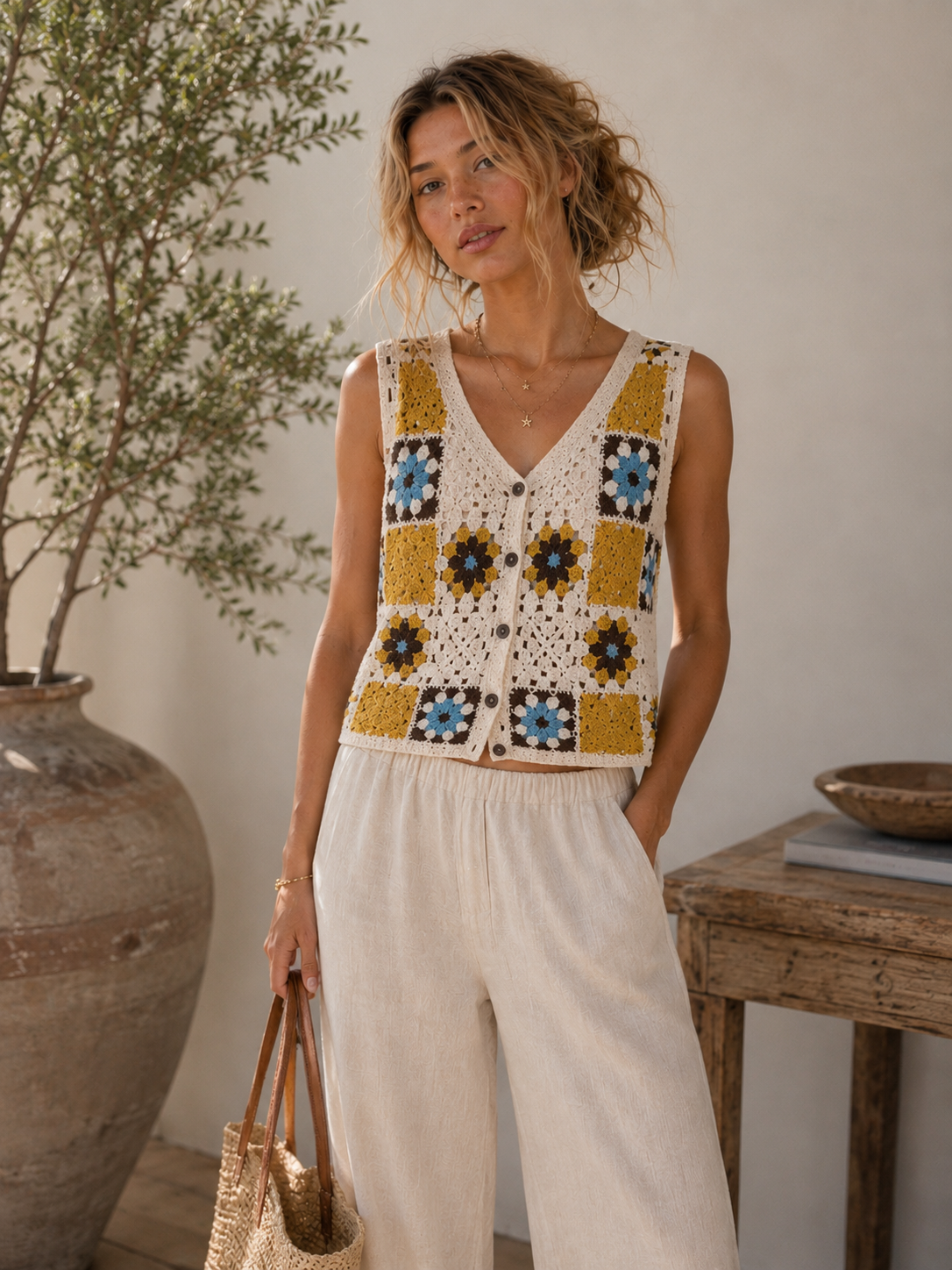 Cottage Bloom Crochet Vest
