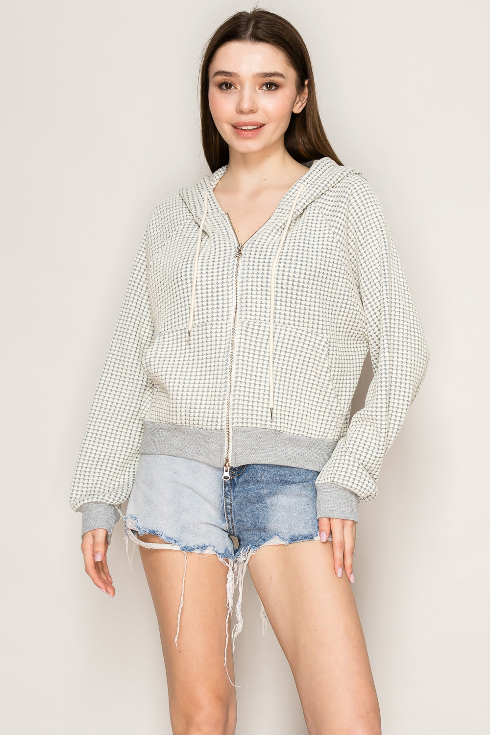 Two-Tone Waffle Hoodie