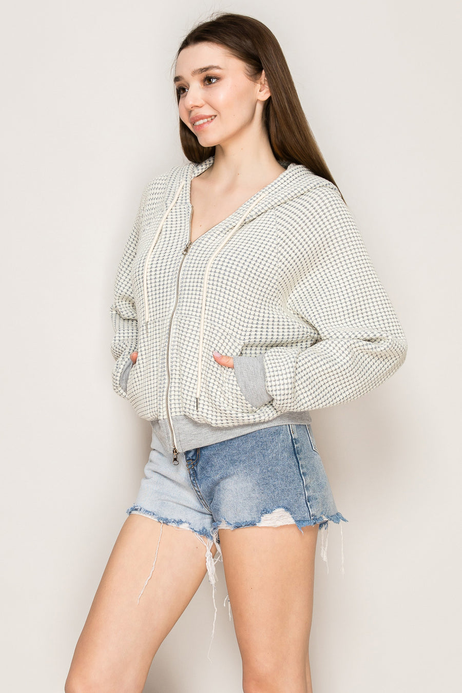 Two-Tone Waffle Hoodie