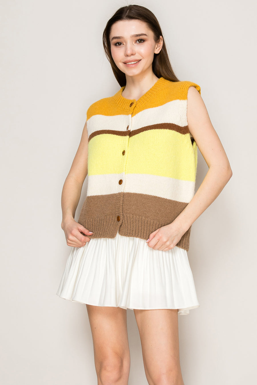 Retro Stripe Knit Vest