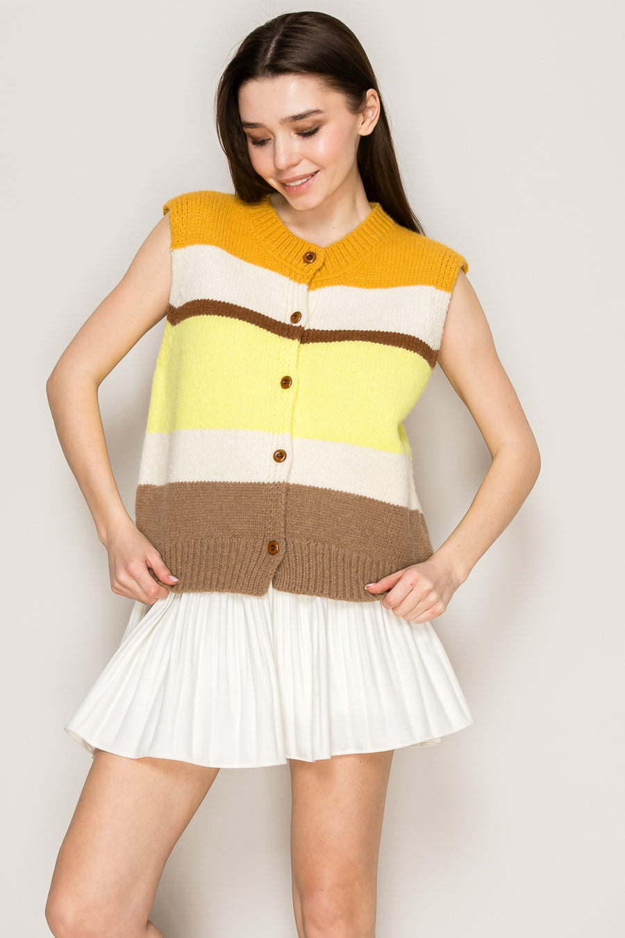 Retro Stripe Knit Vest