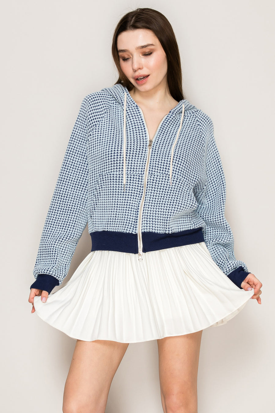 Two-Tone Waffle Hoodie