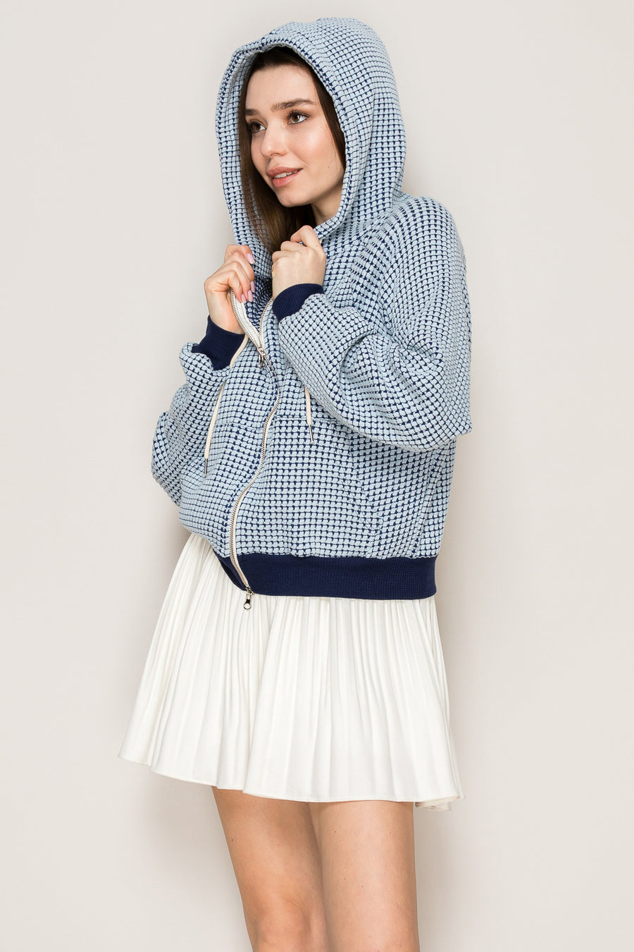 Two-Tone Waffle Hoodie