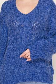 Vivid Cable V-Neck Sweater