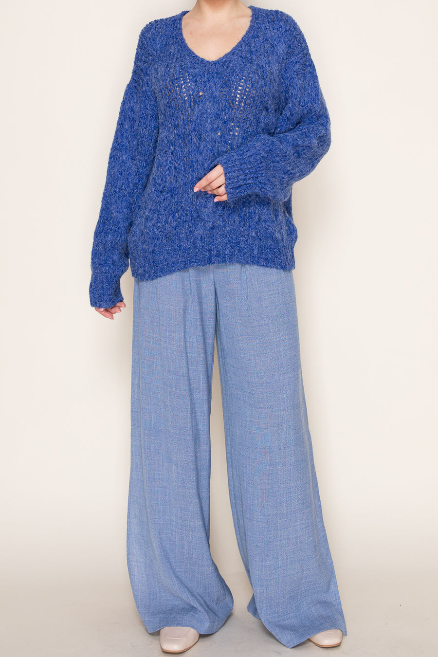 Vivid Cable V-Neck Sweater