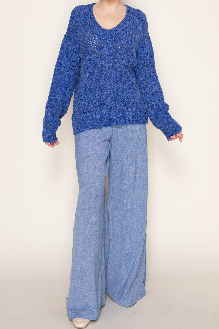Vivid Cable V-Neck Sweater