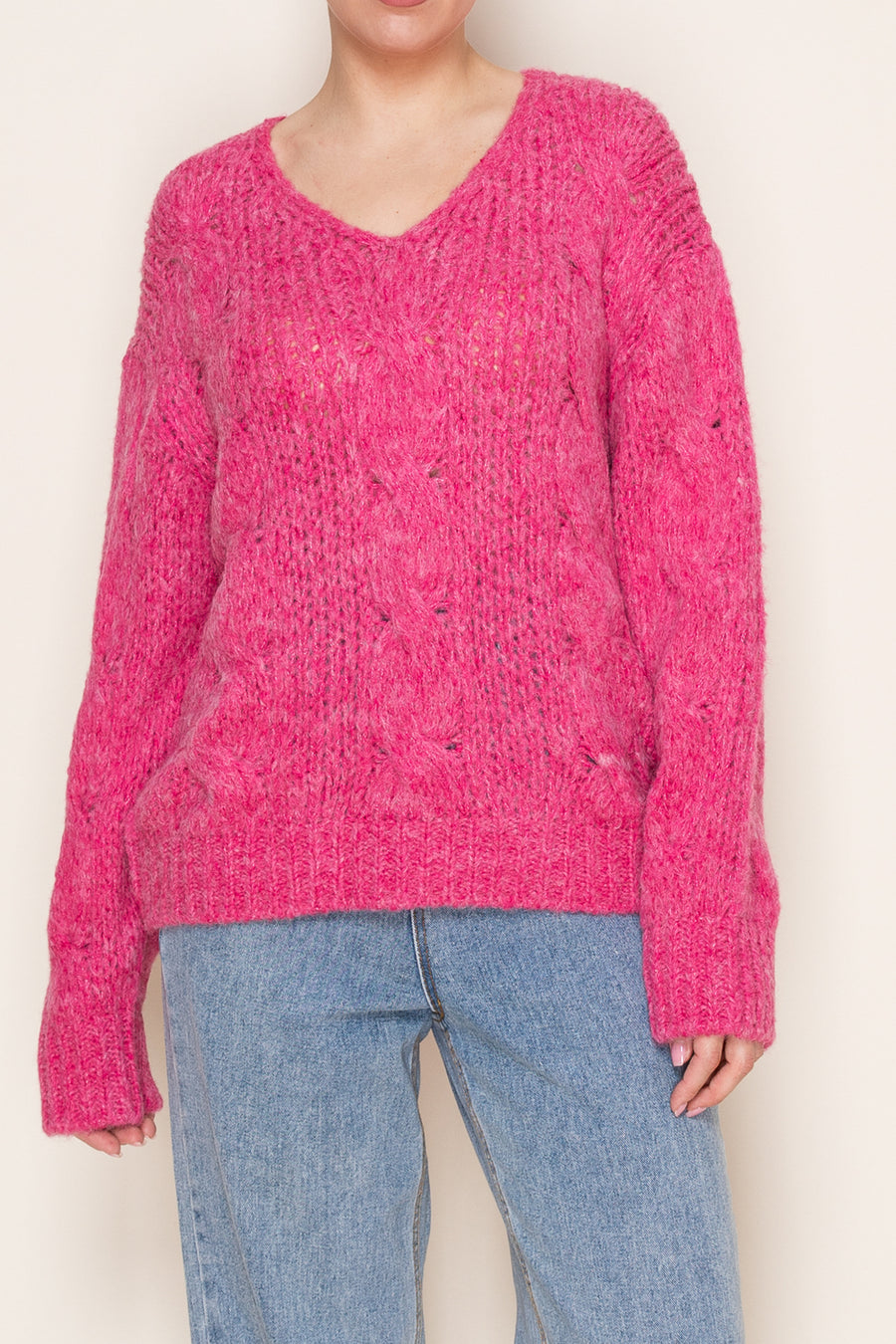 Vivid Cable V-Neck Sweater