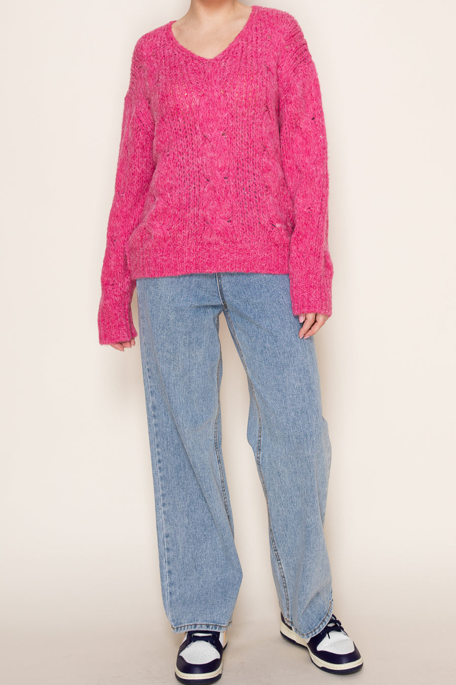 Vivid Cable V-Neck Sweater