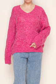 Vivid Cable V-Neck Sweater