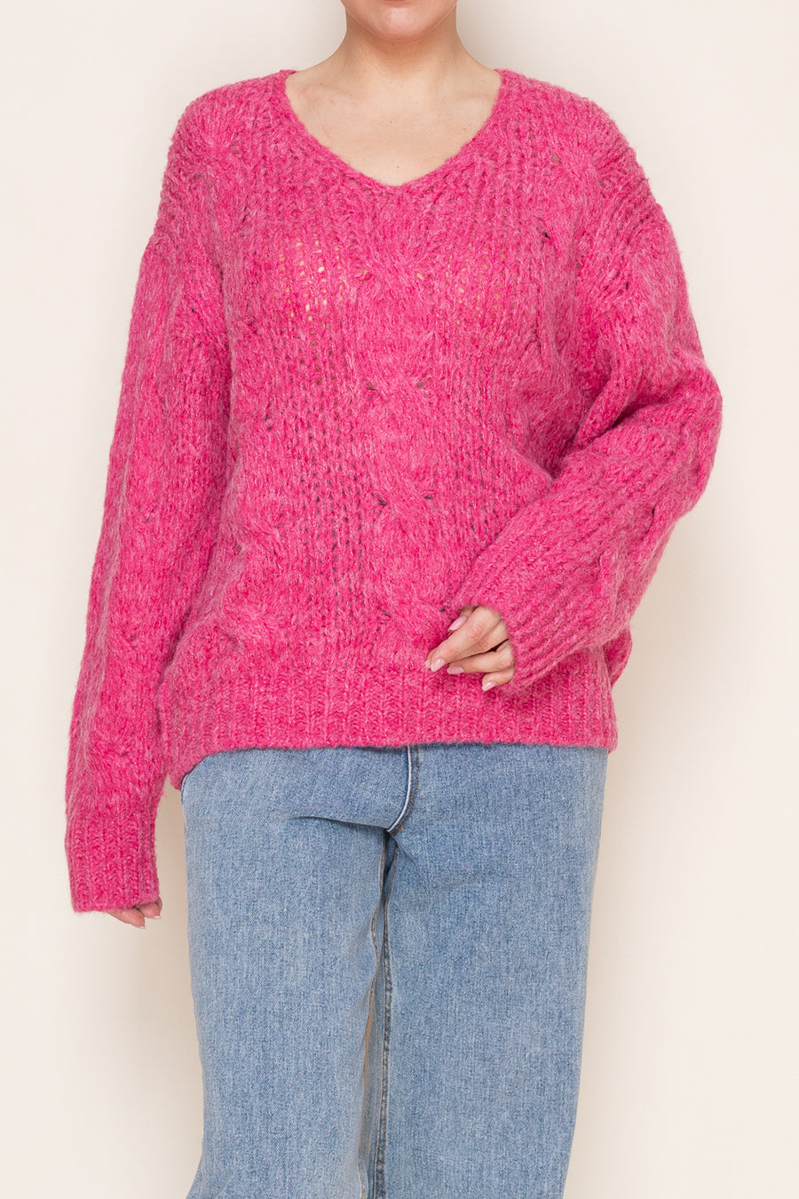 Vivid Cable V-Neck Sweater