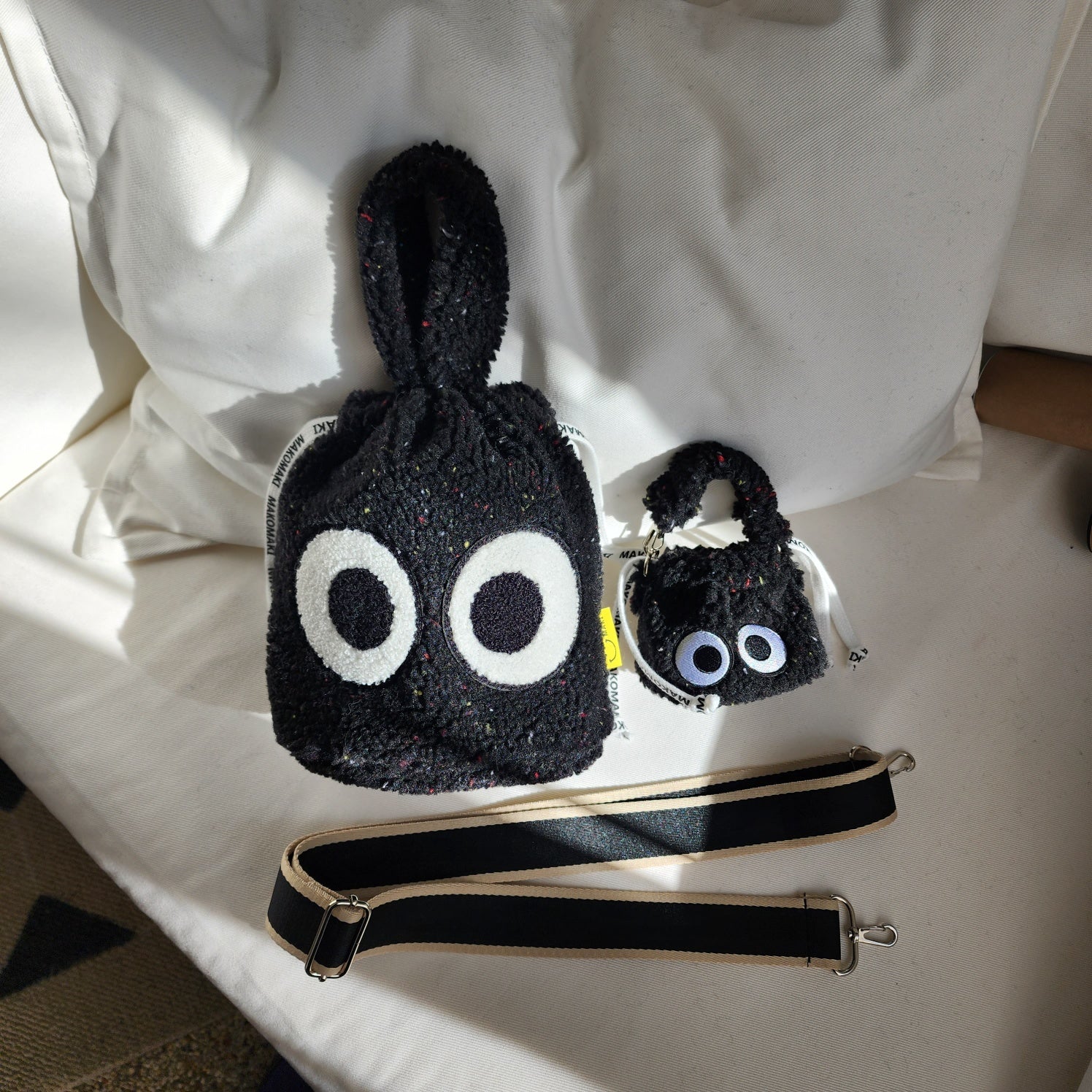 ★送料・関税込★Ossl★Handmade Dan.z fleece fluffy tote bag Fluffy Fleece Teddy Tote Bag With Zipper, Boho Large