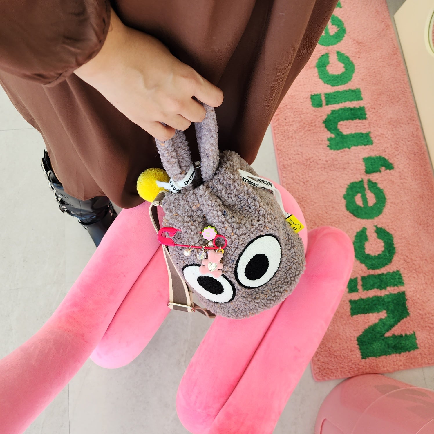 Cozy Sherpa Tote Bag with Chenille Patch & Adjustable Straps