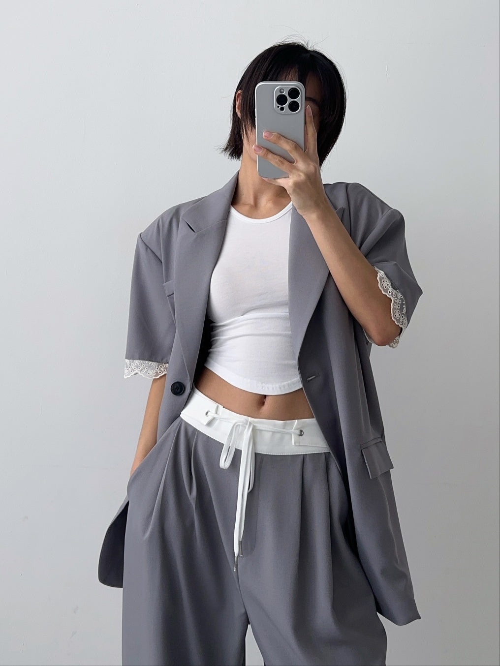 Contrast Line Wide Leg Trousers