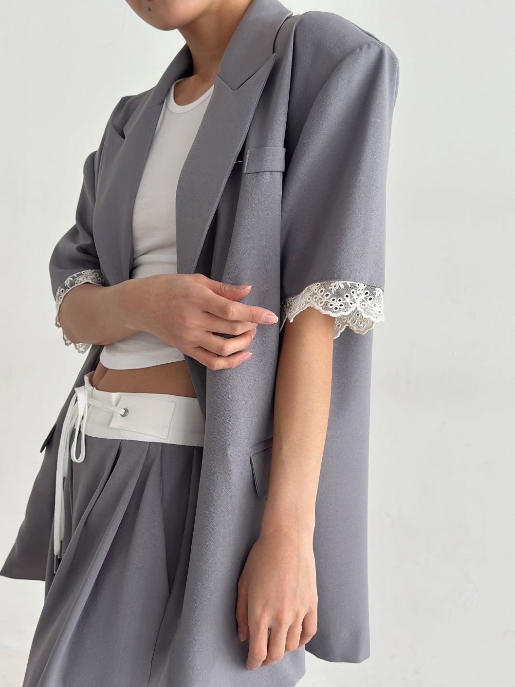 Contrast Line Wide Leg Trousers