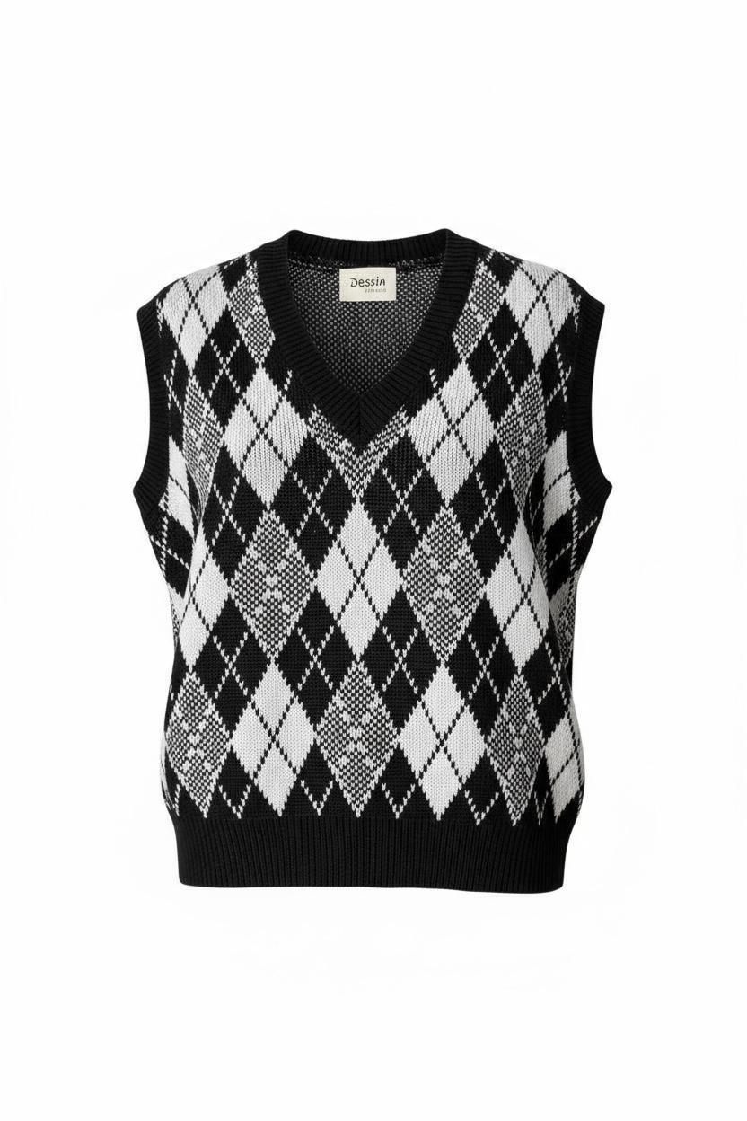 Checkmate Argyle Knit Vest