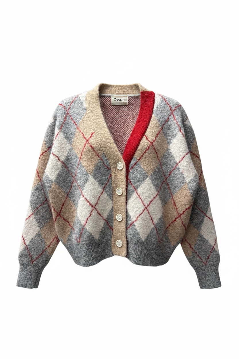 Cozy Argyle Cardigan