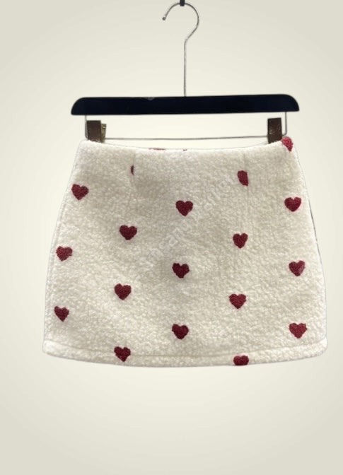Heart Sherpa Mini Skirt
