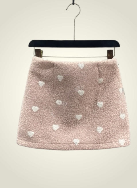 Heart Sherpa Mini Skirt