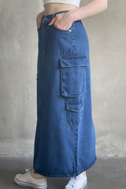 Denim Cargo Skirt