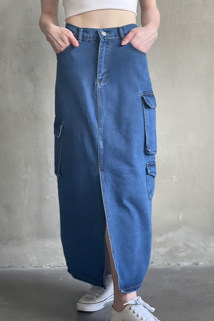 Denim Cargo Skirt