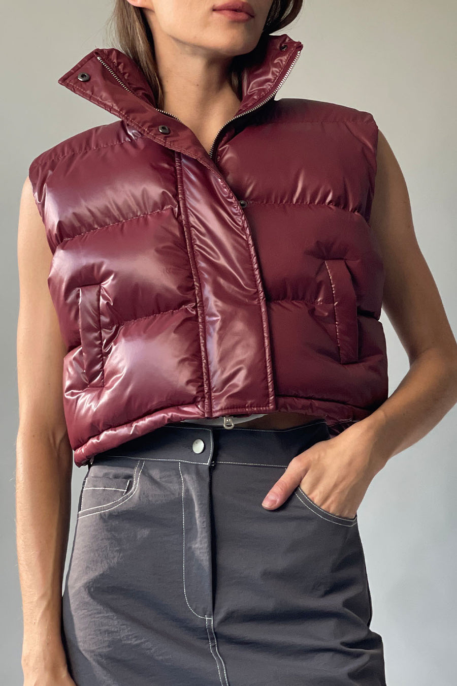 High Glossy Puffer Vest