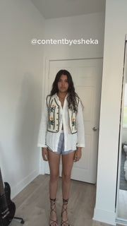 Flower Crochet Button Vest