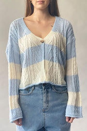 Striped Cable Knit Cardigan