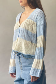 Striped Cable Knit Cardigan