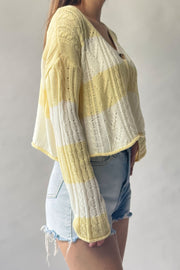 Striped Cable Knit Cardigan
