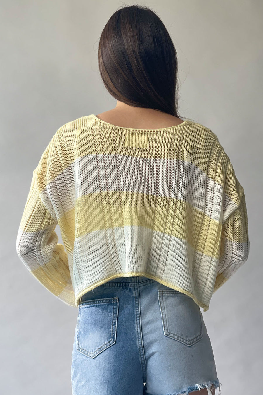 Striped Cable Knit Cardigan