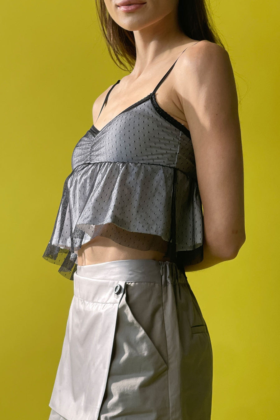 Mesh Babydoll Crop Top