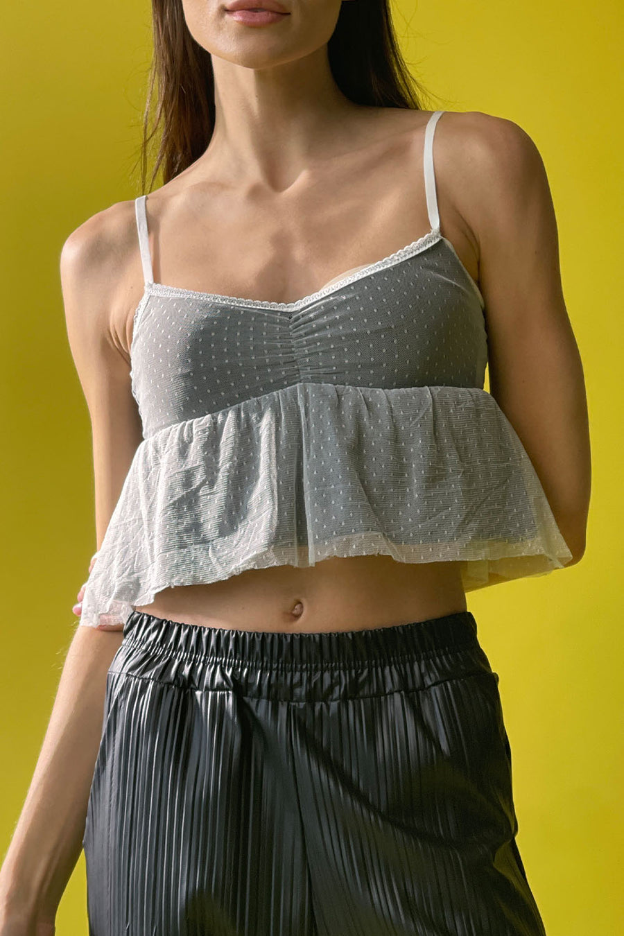 Mesh Babydoll Crop Top