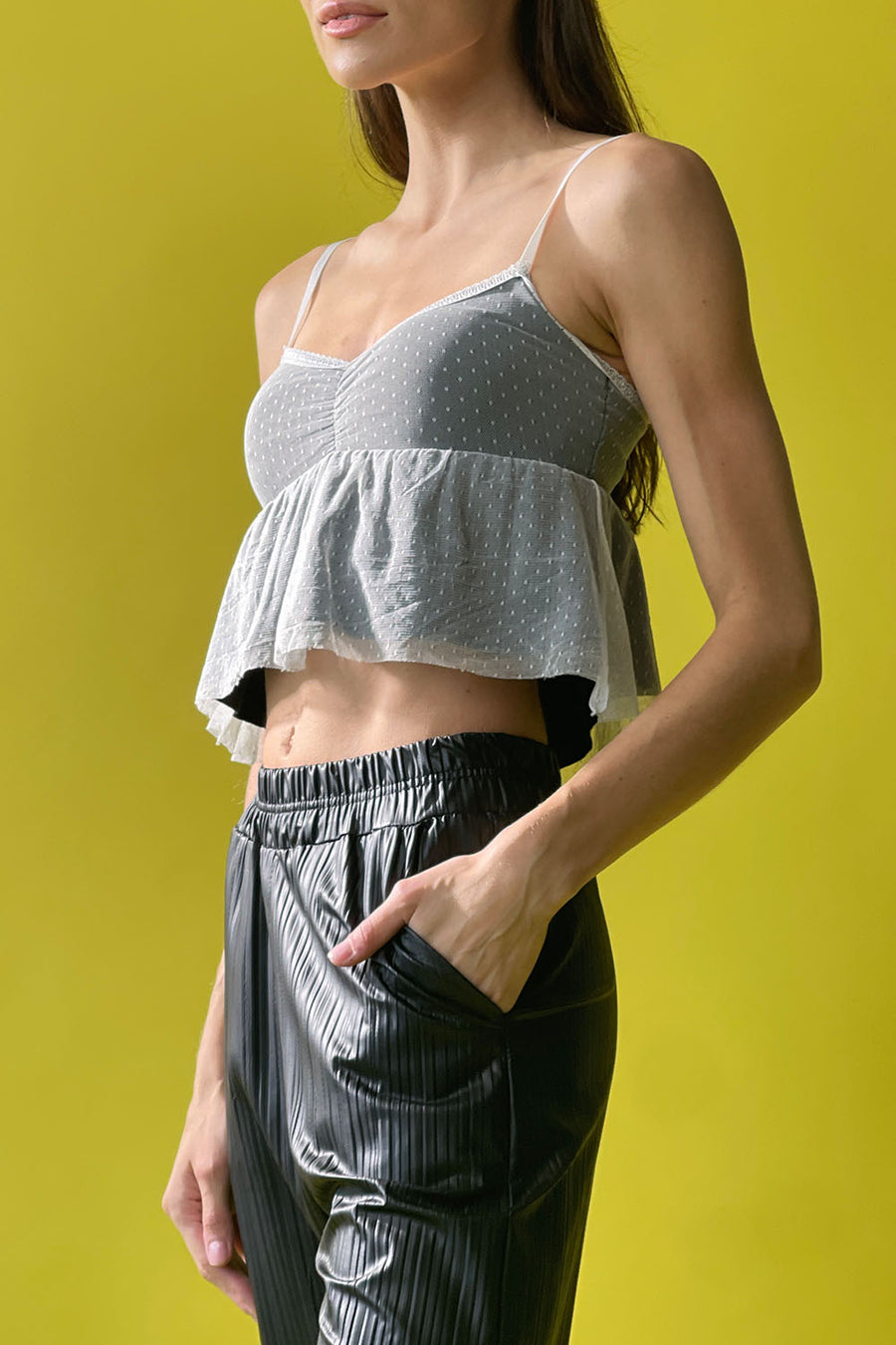 Mesh Babydoll Crop Top