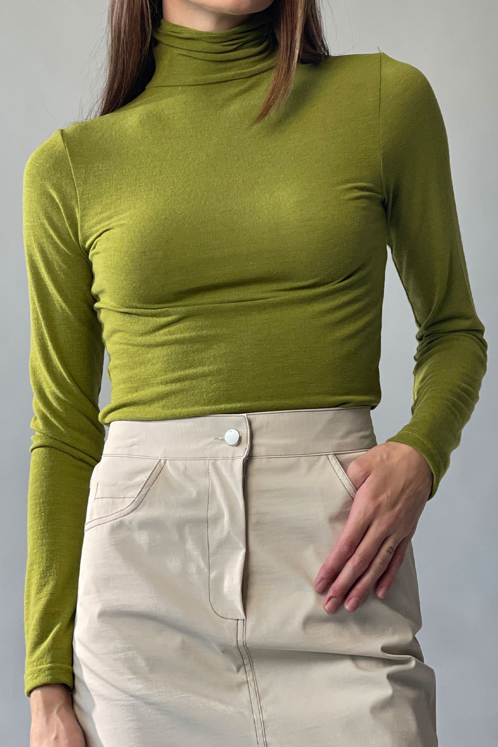 Shirred Turtleneck Top