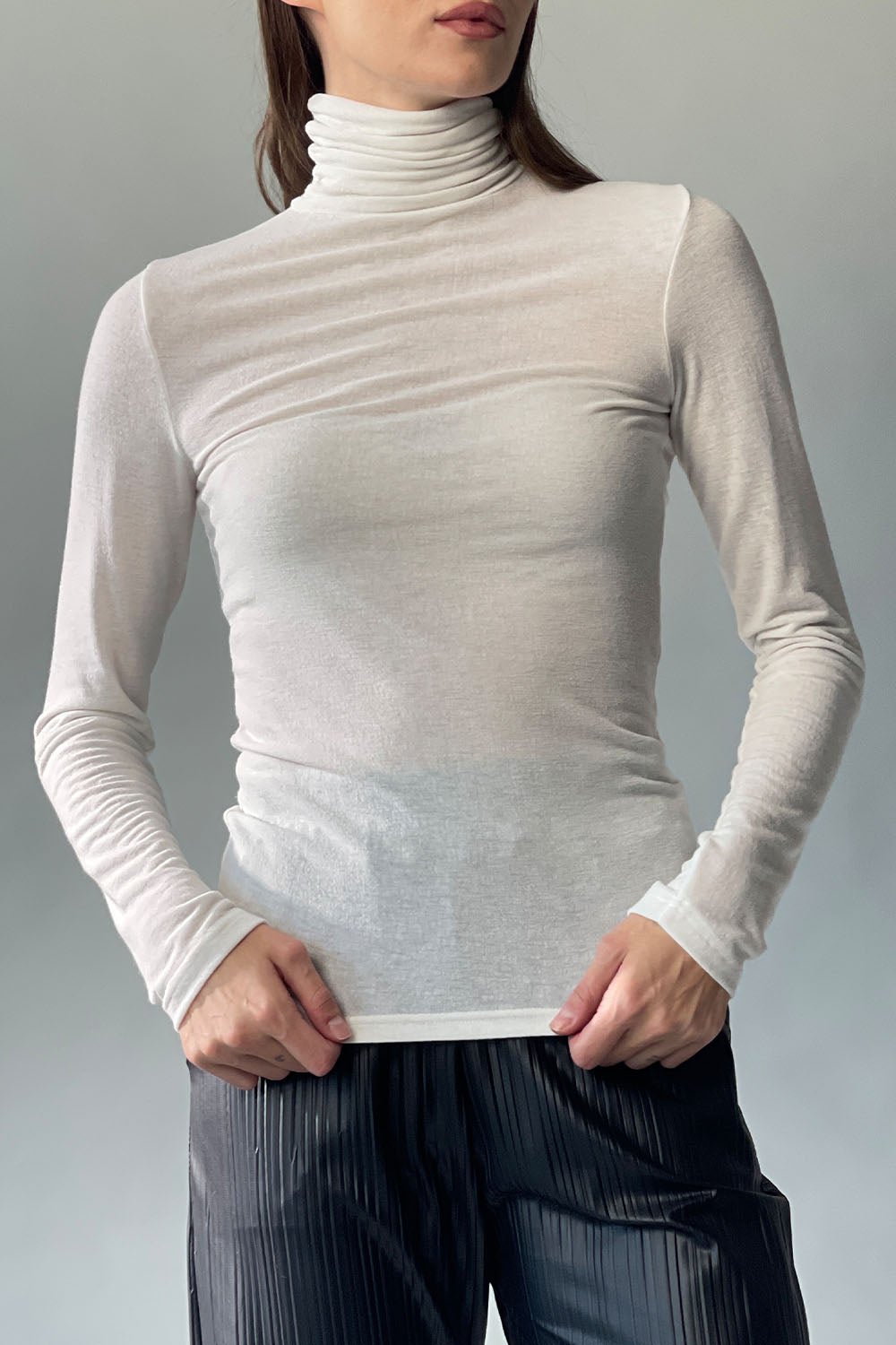 Shirred Turtleneck Top