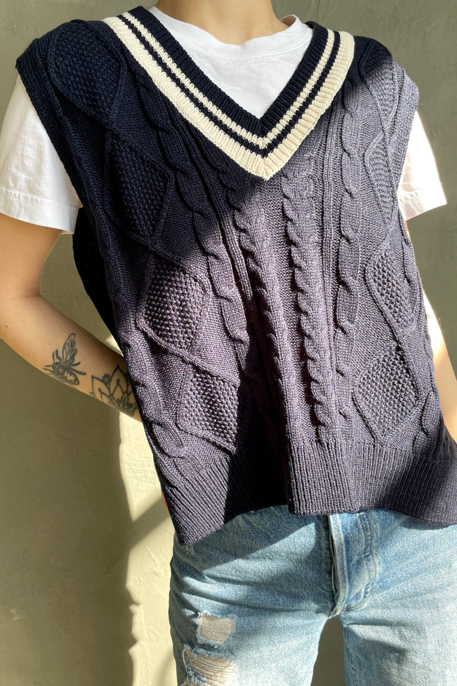 Preppy Cable Knit Vest