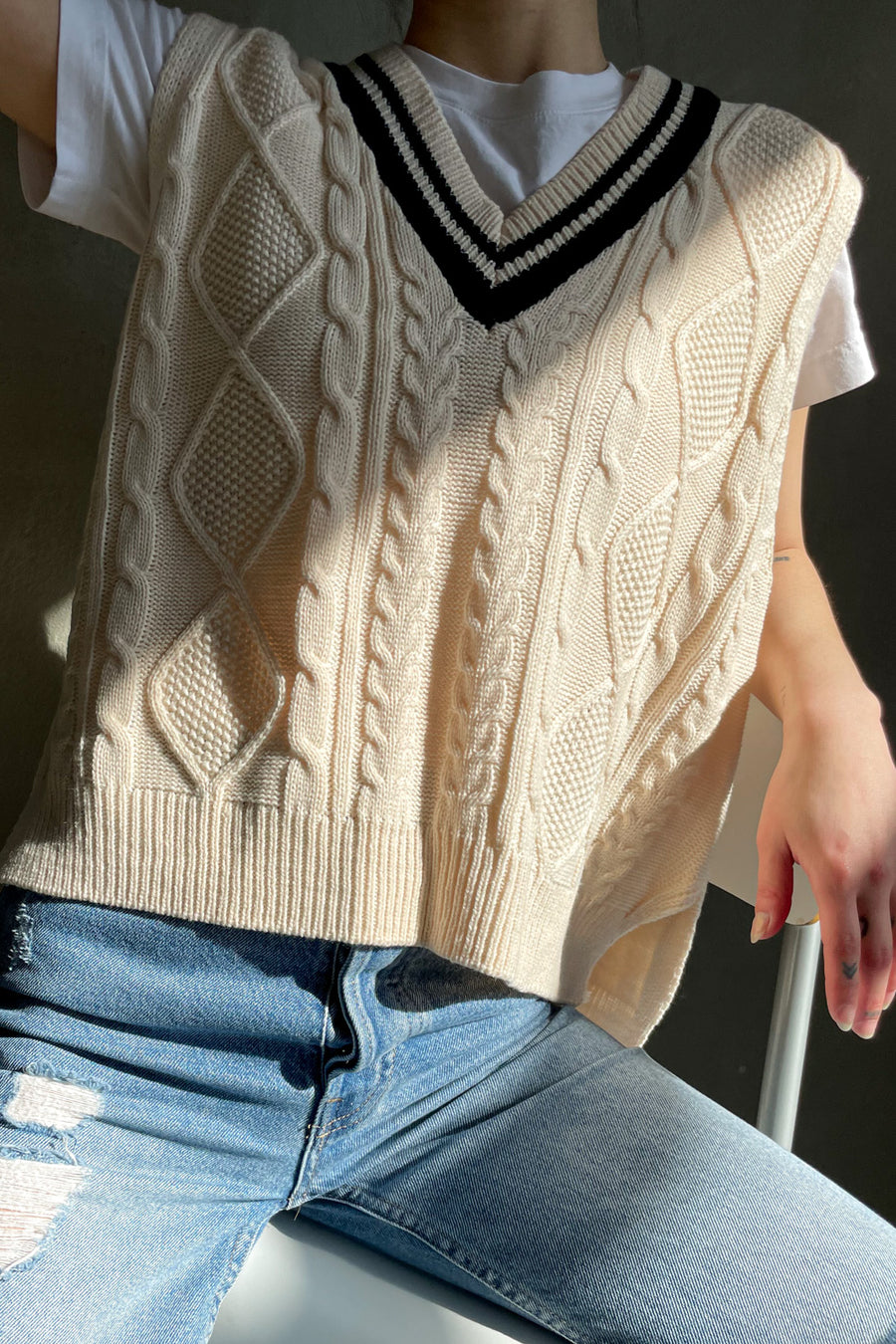Preppy Cable Knit Vest