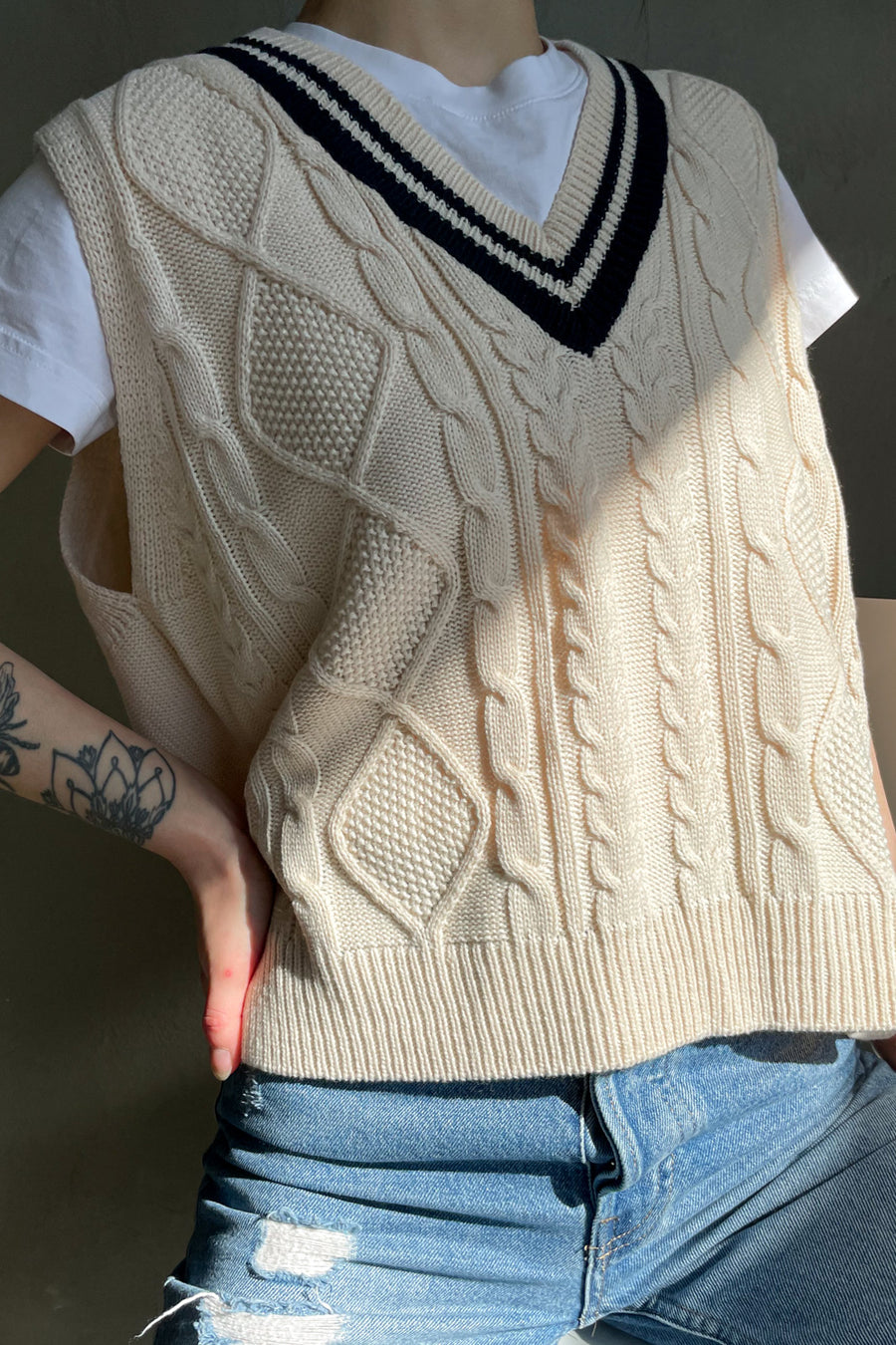 Preppy Cable Knit Vest