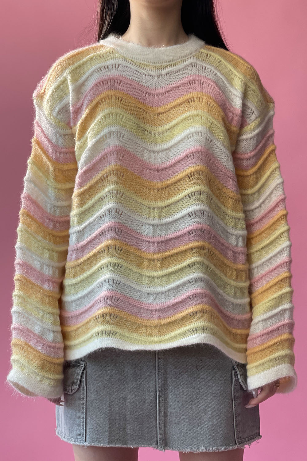 Pastel rainbow stripe sweater discount
