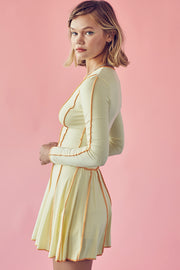 Reverse stitch Long Sleeve Top and Mini Skirt Set