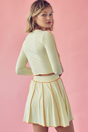Reverse stitch Long Sleeve Top and Mini Skirt Set